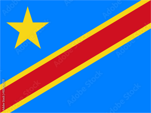 Democratic Republic of The Congo official flag vector with standard size and proportion. National flag emblem with accurate size and colors.