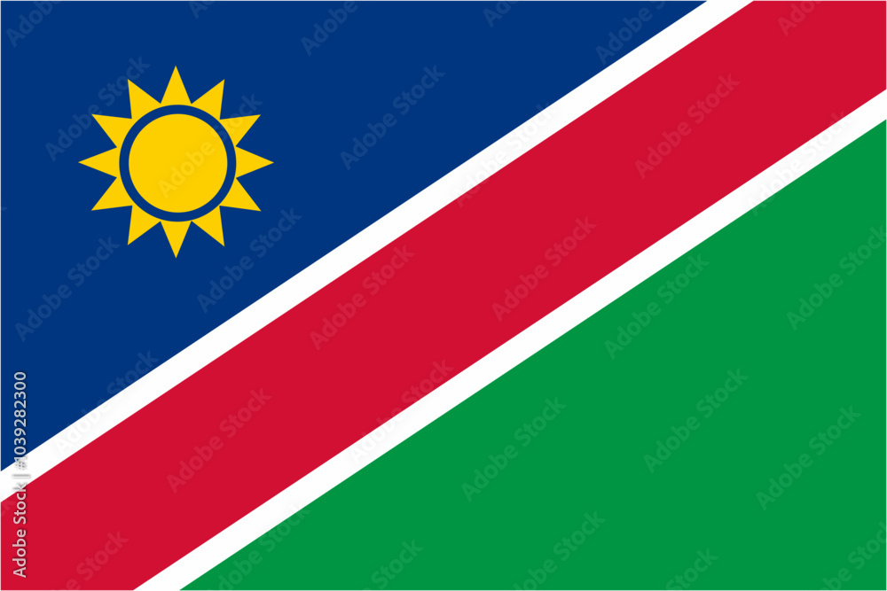 Namibia official flag vector with standard size and proportion. National flag emblem with accurate size and colors. Namibia official flag vector with standard size and proportion. National flag emblem with accurate size and colors.
