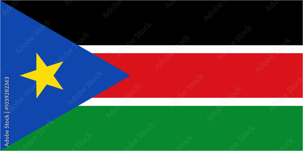 South Sudan official flag vector with standard size and proportion. National flag emblem with accurate size and colors. South Sudan official flag vector with standard size and proportion. National flag emblem with accurate size and colors.