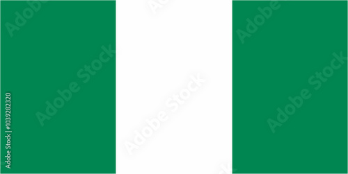 Nigeria official flag vector with standard size and proportion. National flag emblem with accurate size and colors.