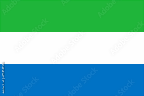 Sierra Leone official flag vector with standard size and proportion. National flag emblem with accurate size and colors.