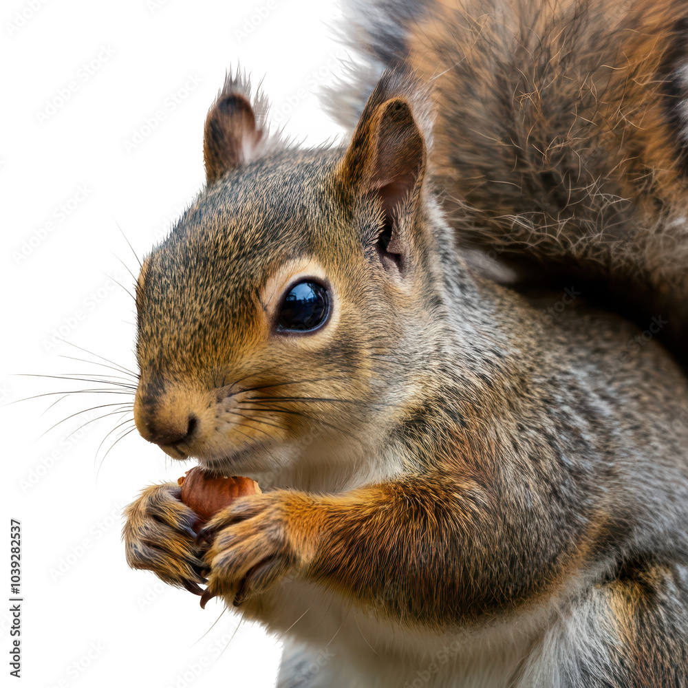 Obraz premium squirrel holding a nut on transparent background