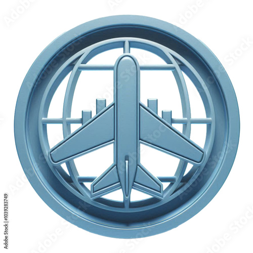 3d airplane icon inside circle