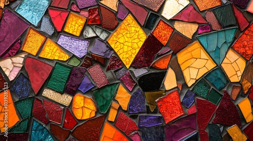 Colorful abstract mosaic background made of stained glass.