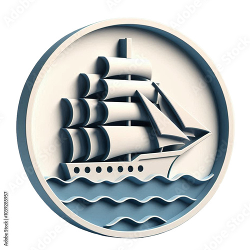 3d ship icon inside circle