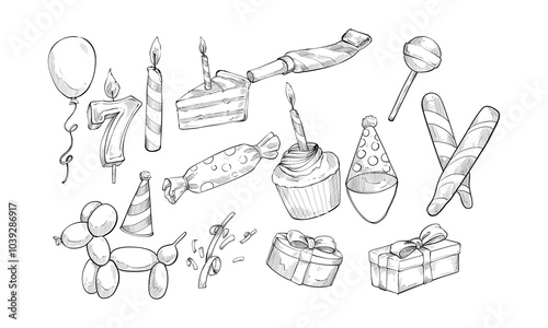 birthday party handdrawn collection