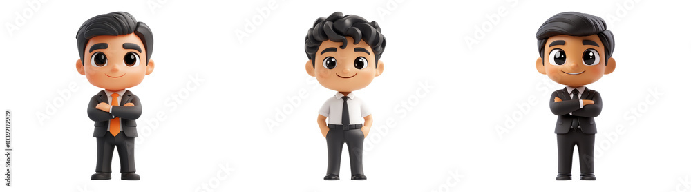 3D cartoon man in formal attire isolated on transparent PNG background for office and business-themed illustrations 3D cartoon man in formal attire isolated on transparent PNG background for office and business-themed illustrations