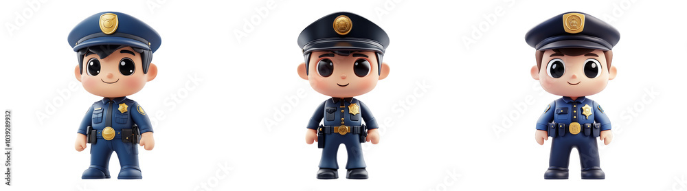 3D cartoon police officer in uniform isolated on transparent PNG background for law enforcement and security-themed designs 3D cartoon police officer in uniform isolated on transparent PNG background for law enforcement and security-themed designs