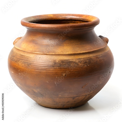 antique brown clay pot isolated