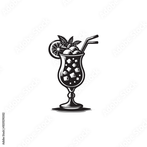 Cocktail silhouette vector art style design illustration