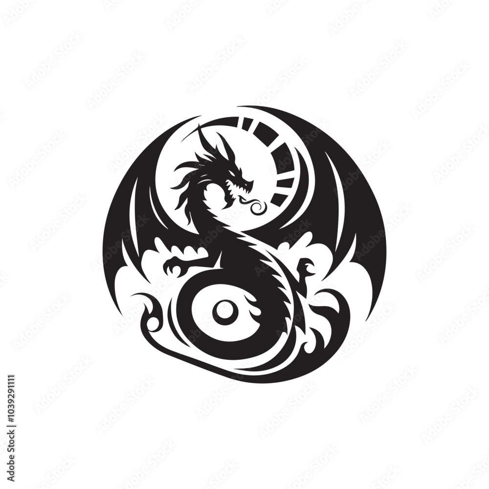 Dragon silhouette vector art style illustration Dragon silhouette vector art style illustration