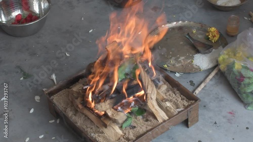 fire oblation rituals during auspicious ceremony 
