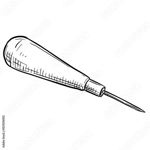 cobbler sewing awl handdrawn illustration