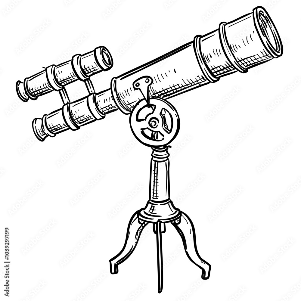 telescope handdrawn illustration