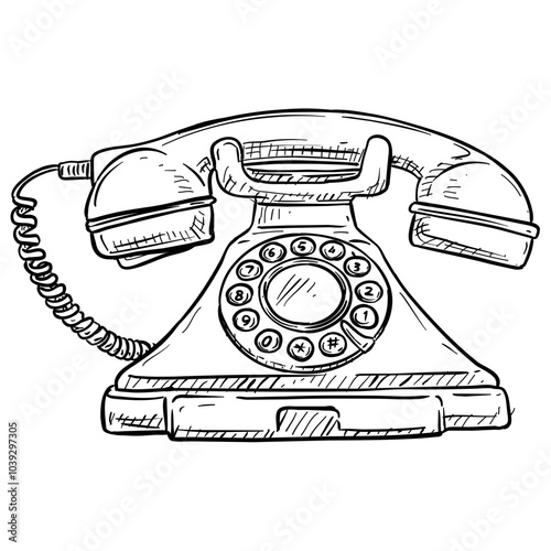 old telephone handdrawn illustration