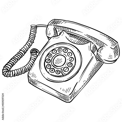 old telephone handdrawn illustration