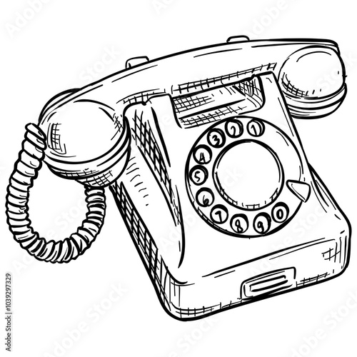 old telephone handdrawn illustration