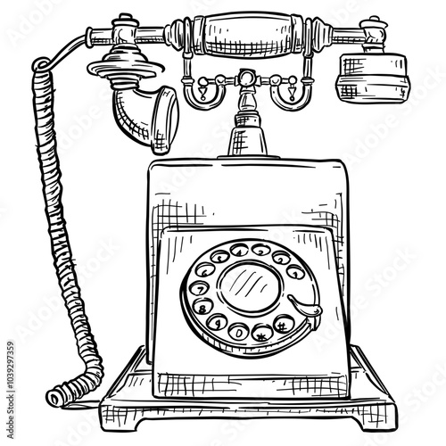 old telephone handdrawn illustration