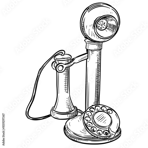 old telephone handdrawn illustration