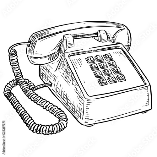 old telephone handdrawn illustration