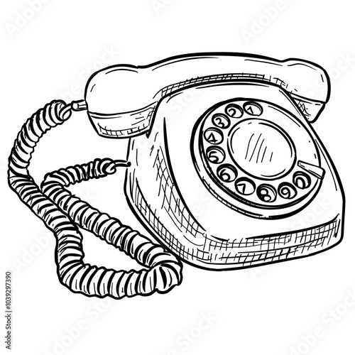old telephone handdrawn illustration