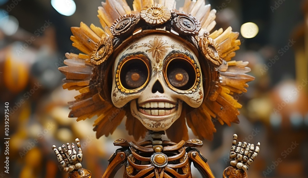 Fototapeta premium a skeleton with sunflowers and flowers