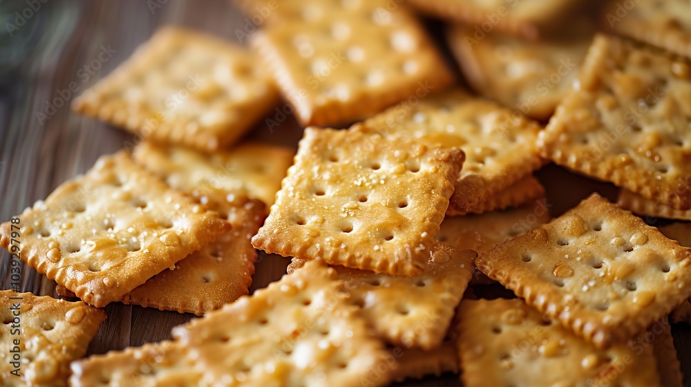 Close-up of Crispy Crackers: A Perfect Snack Close-up of Crispy Crackers: A Perfect Snack