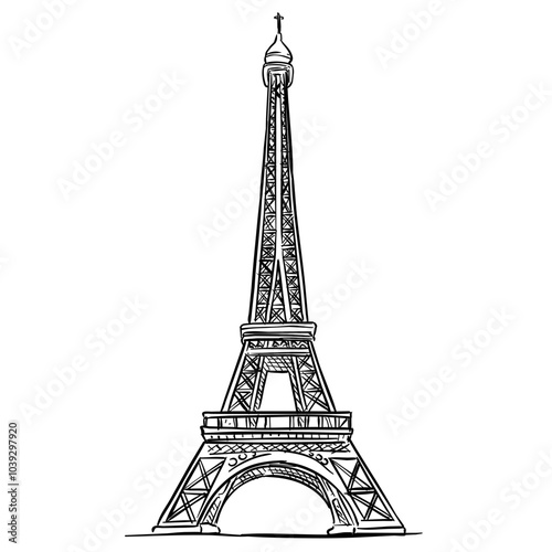 eiffel tower handdrawn illustration
