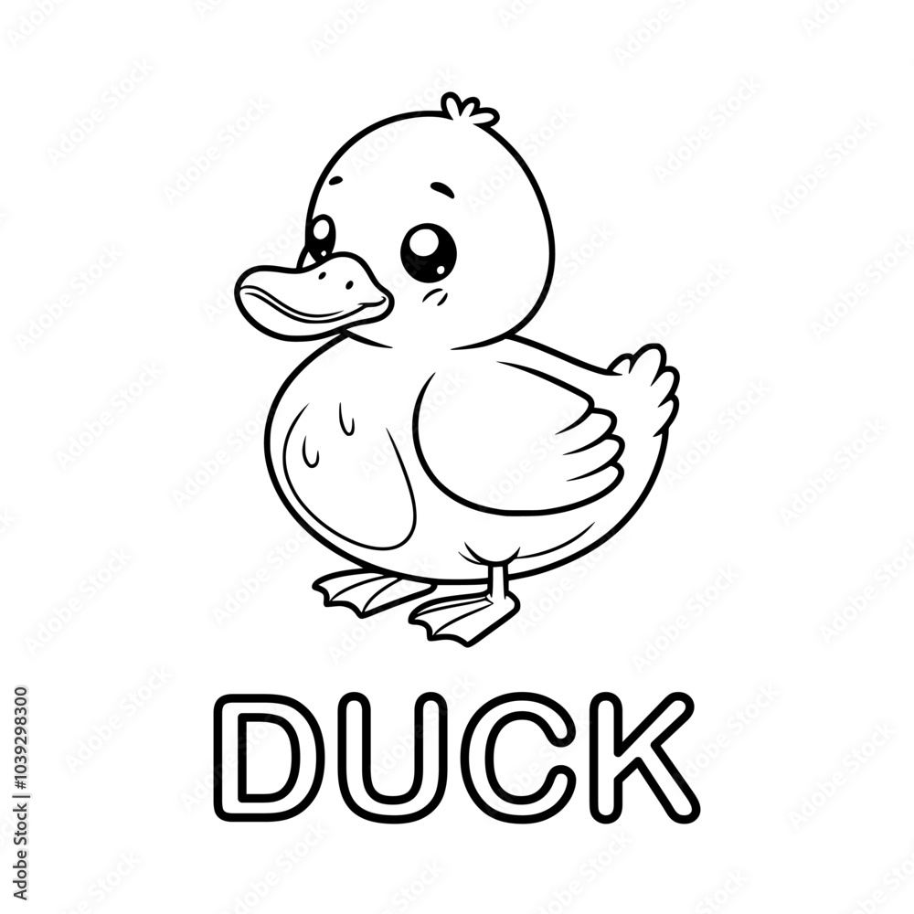 Cute outline drawing of a duck on a white background. vector illustration for a coloring book. Cute outline drawing of a duck on a white background. vector illustration for a coloring book.