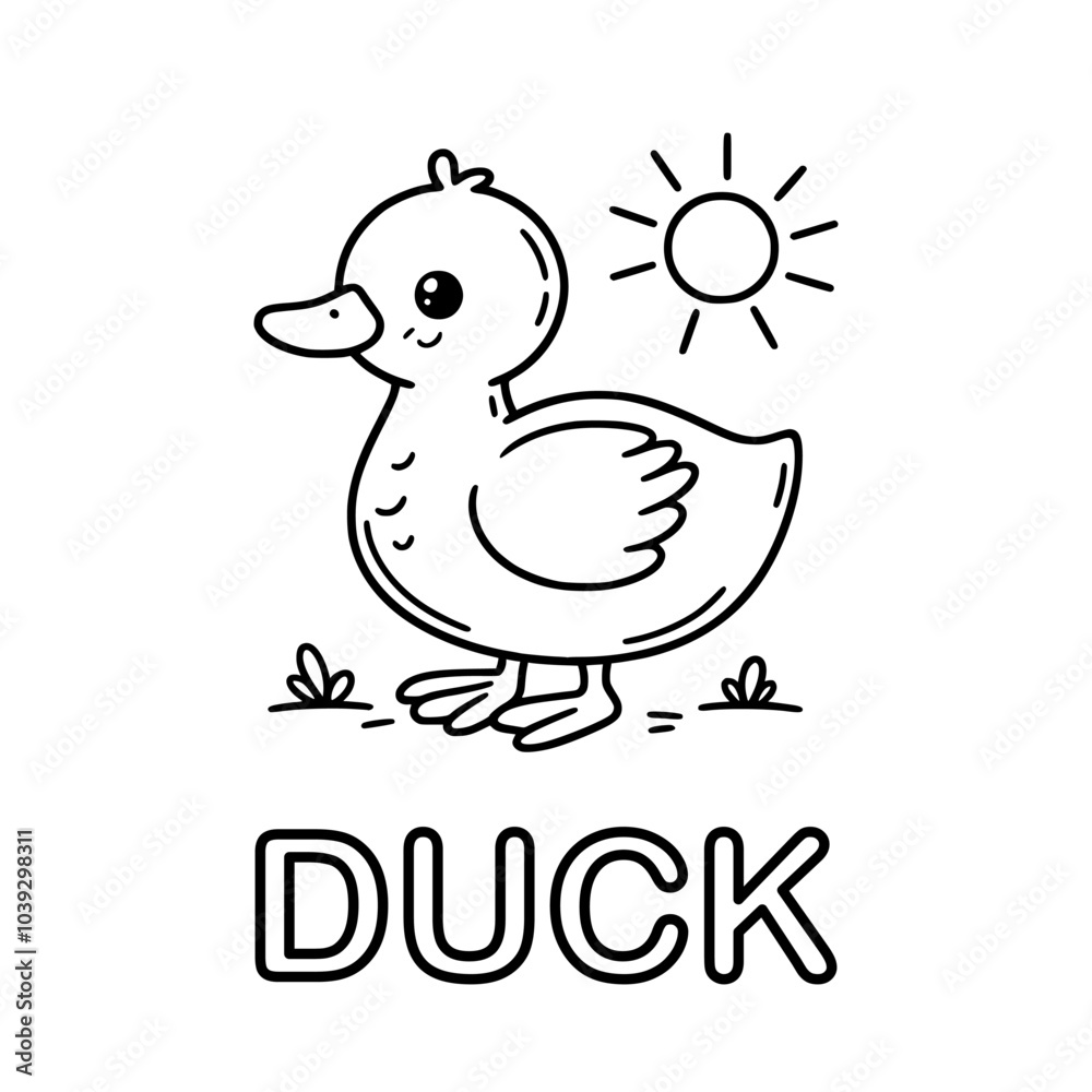 Cute outline drawing of a duck on a white background. vector illustration for a coloring book. Cute outline drawing of a duck on a white background. vector illustration for a coloring book.