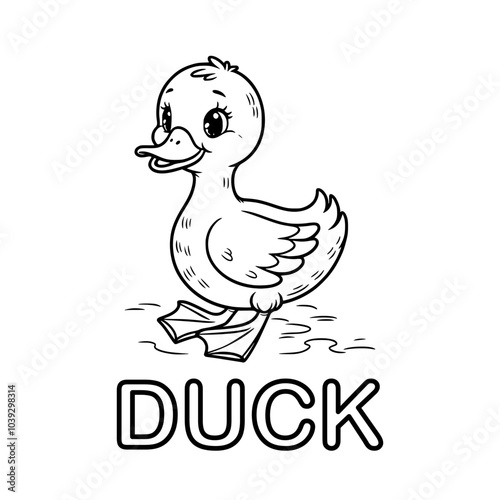 Cute outline drawing of a duck on a white background. vector illustration for a coloring book.