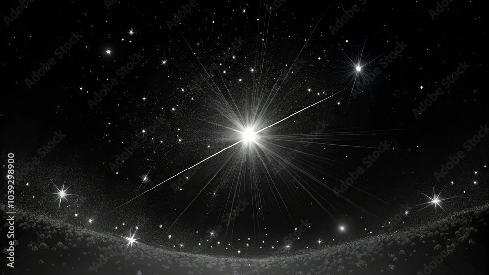 Starry night sky with shimmering stars against a dark backdrop. Starry night sky with shimmering stars against a dark backdrop.