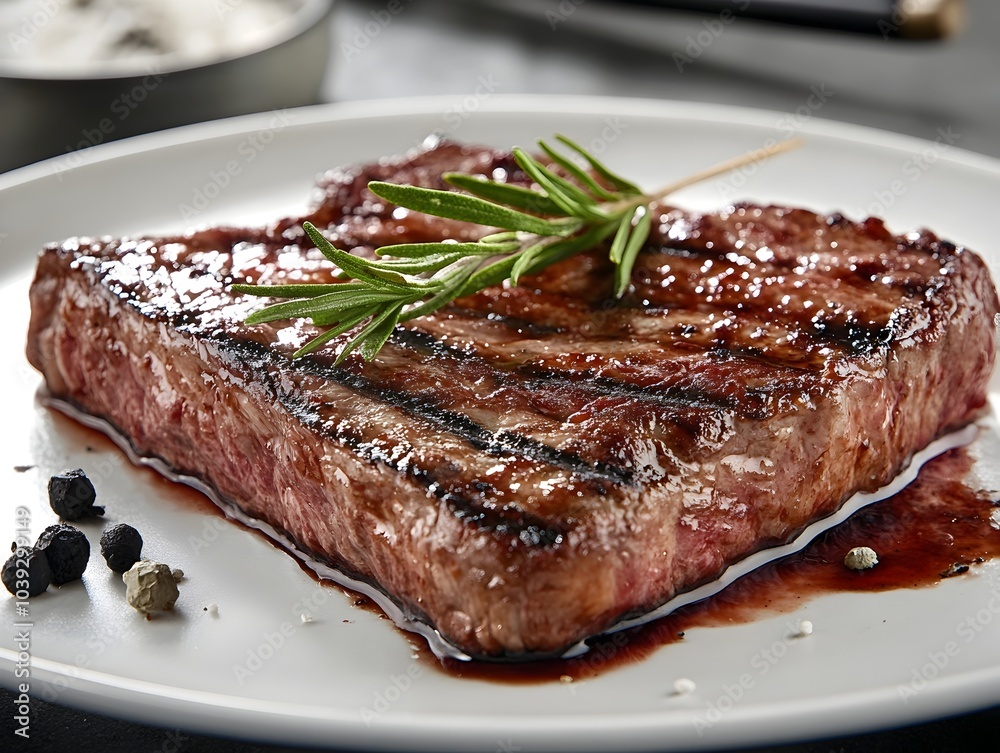 Perfectly Grilled Steak with Elegant Plating and Ample Copyspace Perfectly Grilled Steak with Elegant Plating and Ample Copyspace