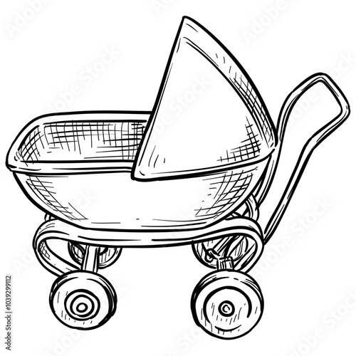 baby stroller handdrawn illustration