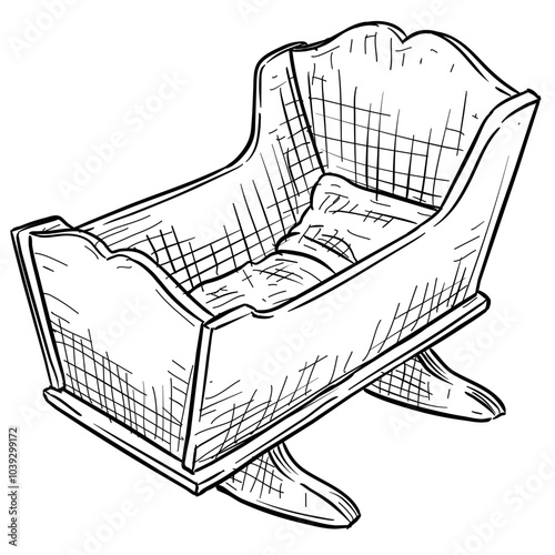 baby cradle handdrawn illustration