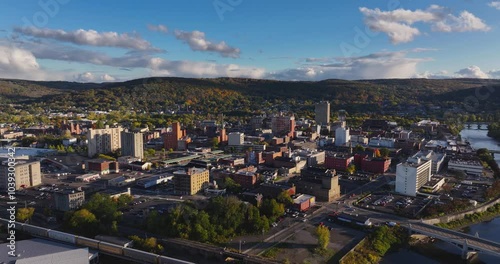 Aerial video of Binghamton New York, upstate NY - October 2024