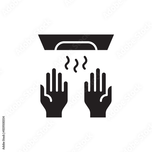 Drying hands icon Flat line illustration