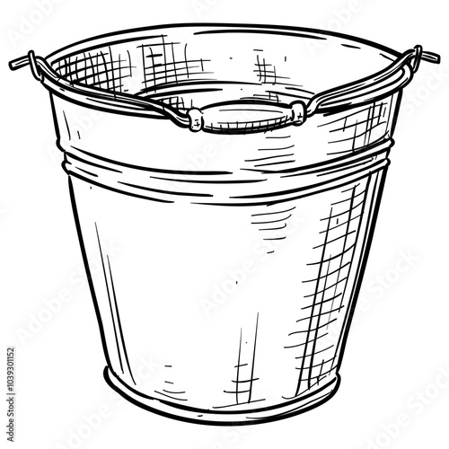 garden iron bucket handdrawn illustration