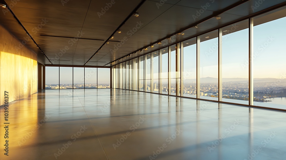 Empty Modern Office Space With City View Empty Modern Office Space With City View