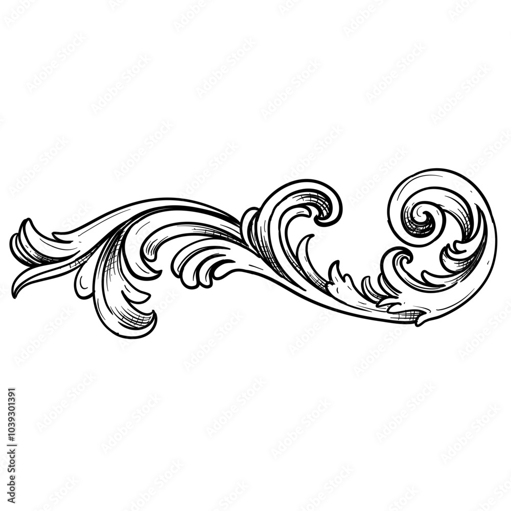 Fototapeta premium ornamental border baroque handdrawn illustration
