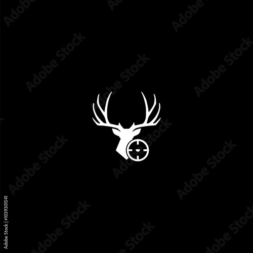 Hunt on deer with crosshairs icon isolated on dark background