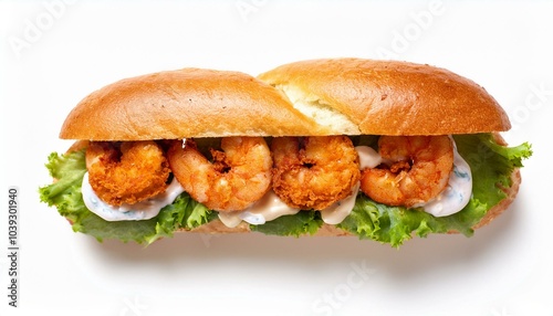 Irresistible Fried Shrimp Po' Boy: A Top-Down Perspective