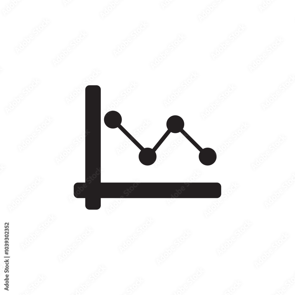 Line chart decreae icon Flat line illustration Line chart decreae icon Flat line illustration