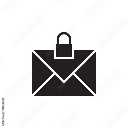 Locked mail icon Flat line illustration