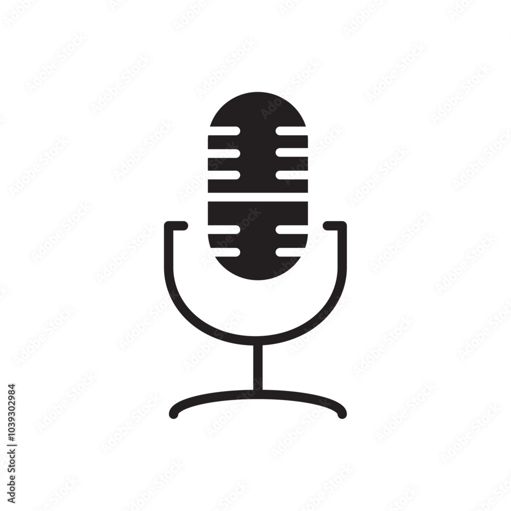 Microphone icon Flat line illustration