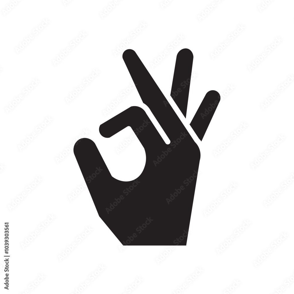 Ok gesture icon Flat line illustration Ok gesture icon Flat line illustration