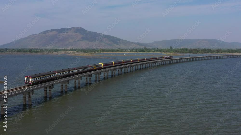 Floating train on Pa Sak Cholasit Dam is the unseen trip in Lopburi : Thailand Floating train on Pa Sak Cholasit Dam is the unseen trip in Lopburi : Thailand