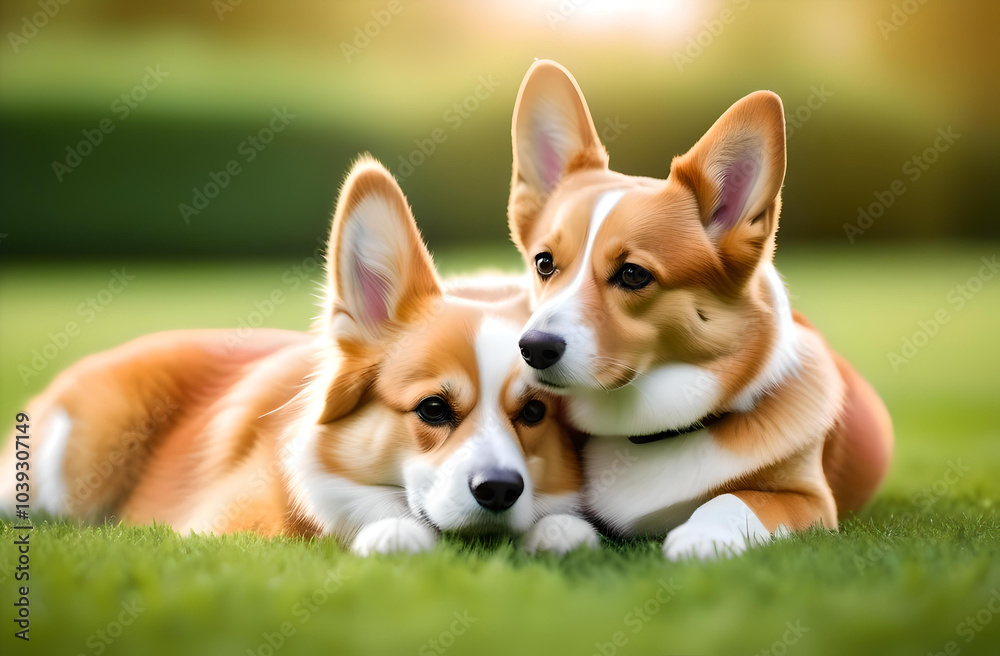 Corgi in a green meadow Corgi in a green meadow