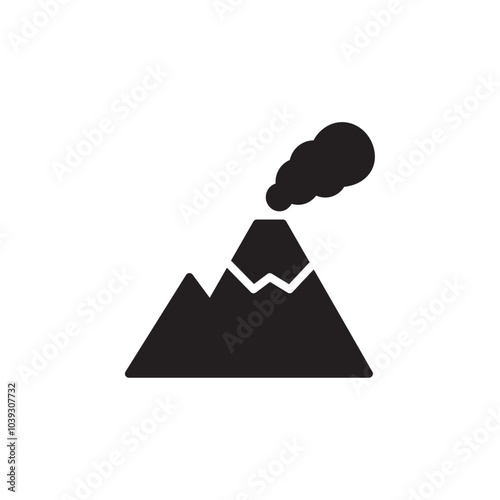 Volcano icon Flat line illustration