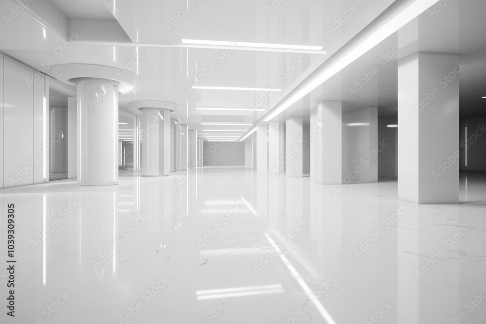 Fototapeta premium 無機質な白い施設